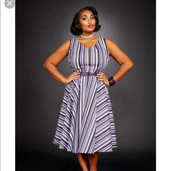 Pinup Girl Clothing Pinup Couture Havana Nights Dress Solstice Stripe Size M NWT - Picture 1 of 7